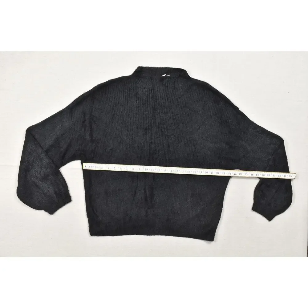 GAP Women's XXL Black Fuzzy Mock Neck Knit Pullover Sweater Ribbed Cuffs